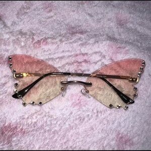 pink, yellow, orange fairy rhinestone butterfly sunglasses